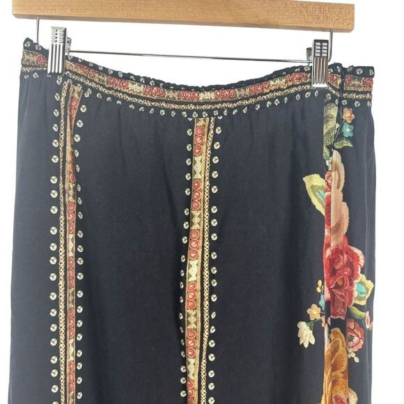 Farm Rio Anthropologie Maxi Skirt Y2K Boho Art Floral Ruffled Asymmetrical Sz XL - Picture 5 of 13